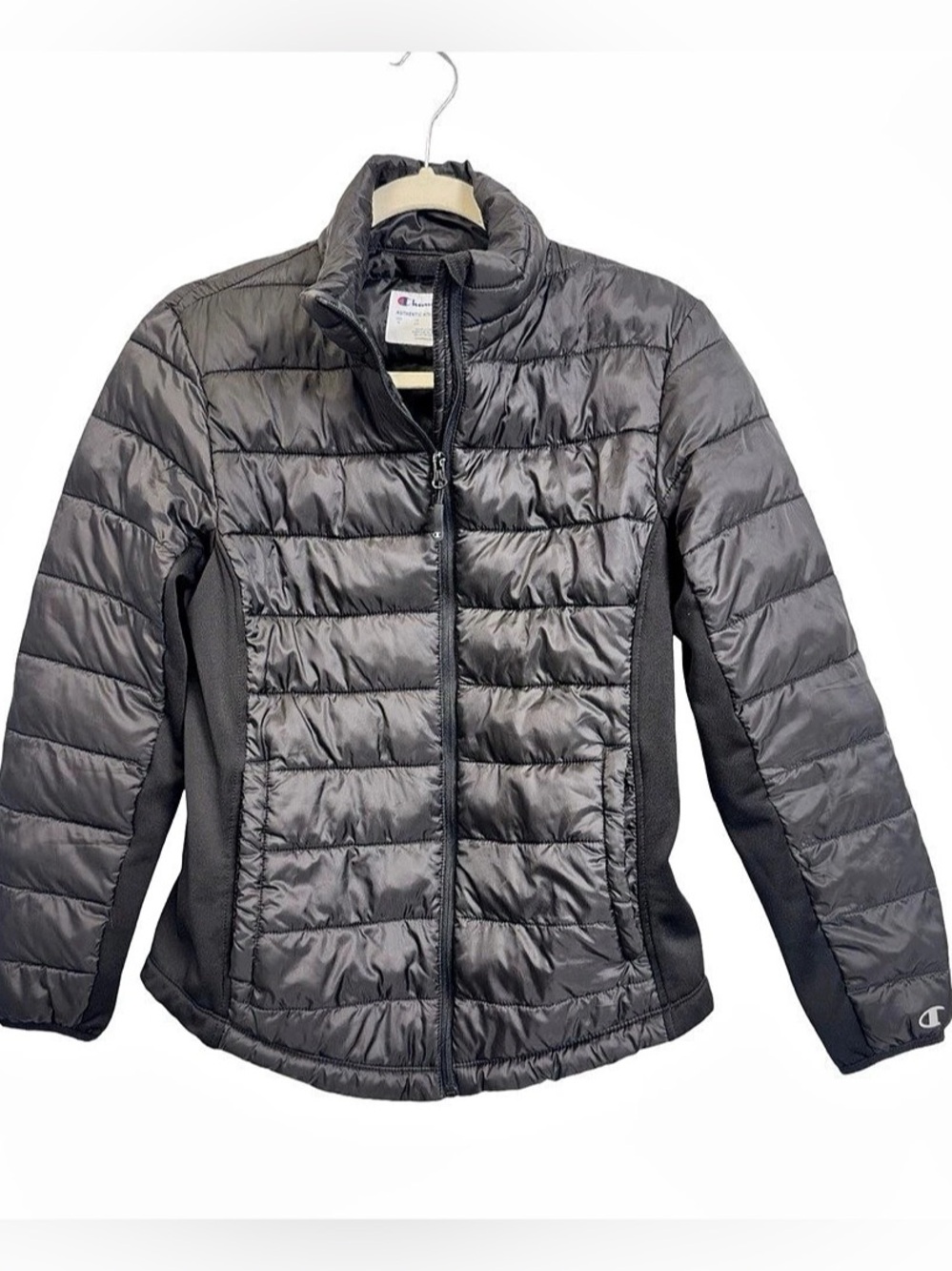 Champion Quilted Puffer Jacket in Black Size Medium